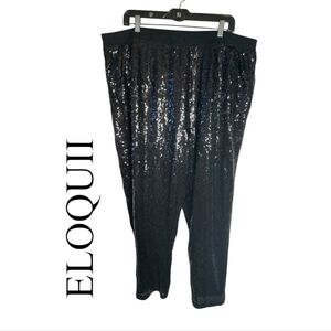 Eloquii Elenents Black Sequin Plus Size Joggers
